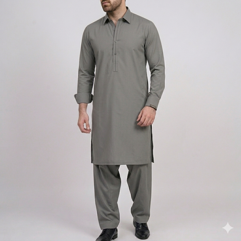 Men’s Unstitched Wash & Wear Suit – Smoke Gray