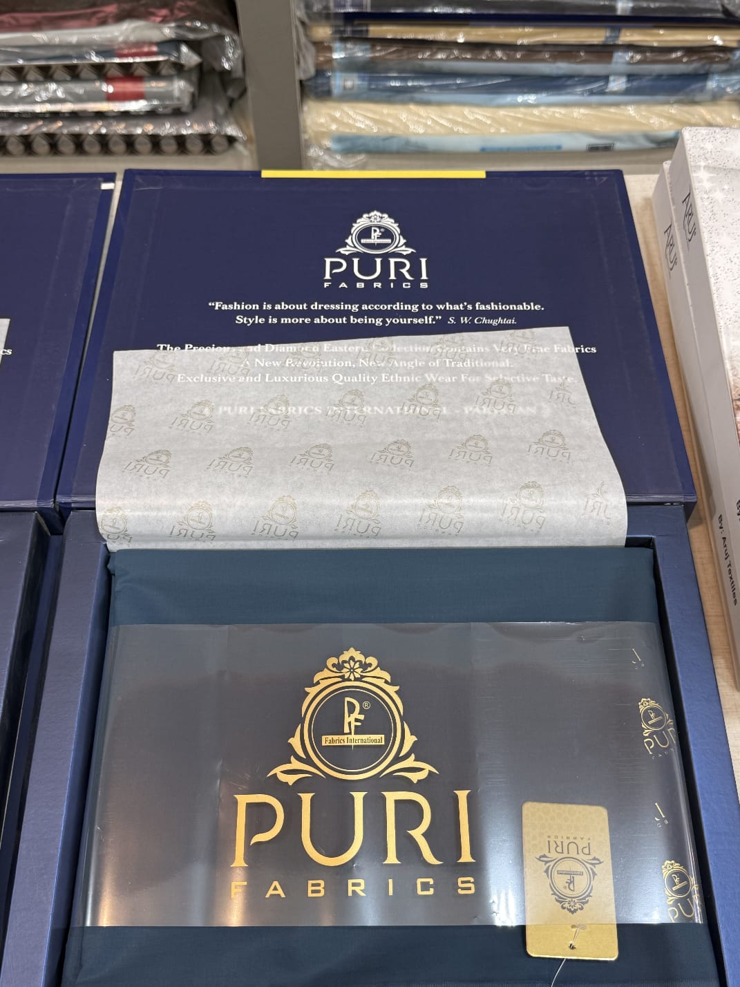 Puri Fabrics Cotton Suit With Box zink