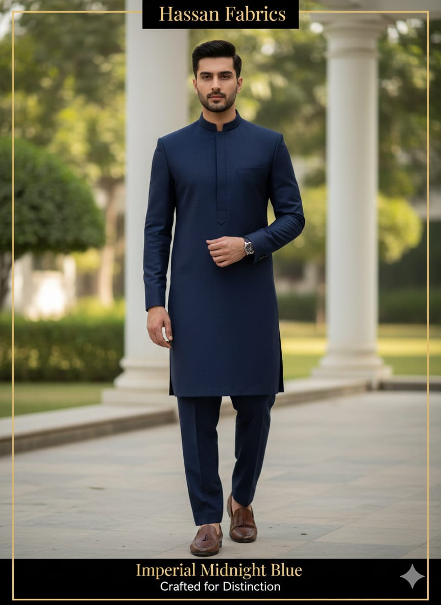 PURI Imperial Midnight Blue Cotton Suit – With Box
