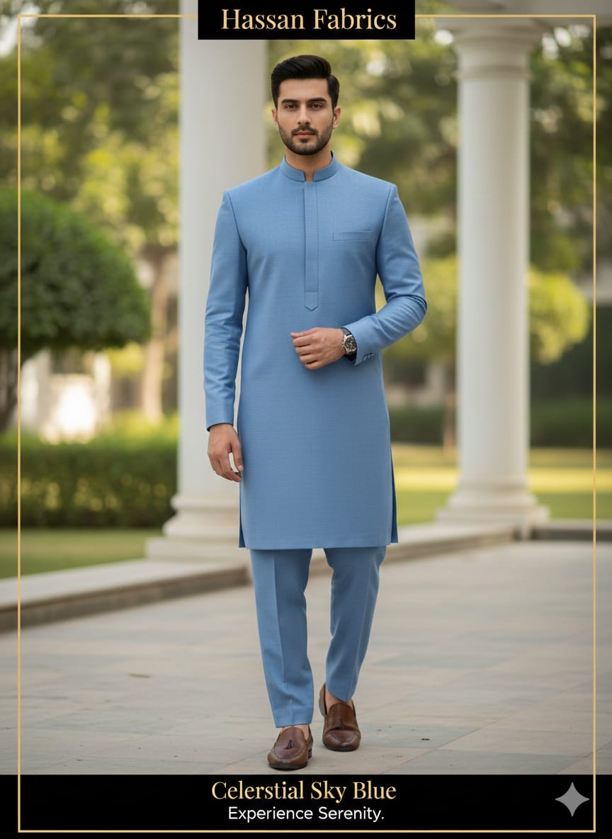 PURI Celestial Sky Blue Premium Cotton Suit (With Box)