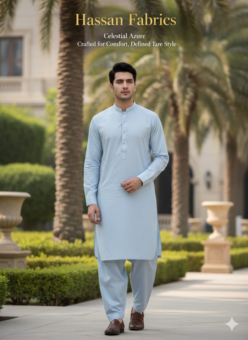 ARUJ Celestial Azure Premium Cotton Suit (With Box)