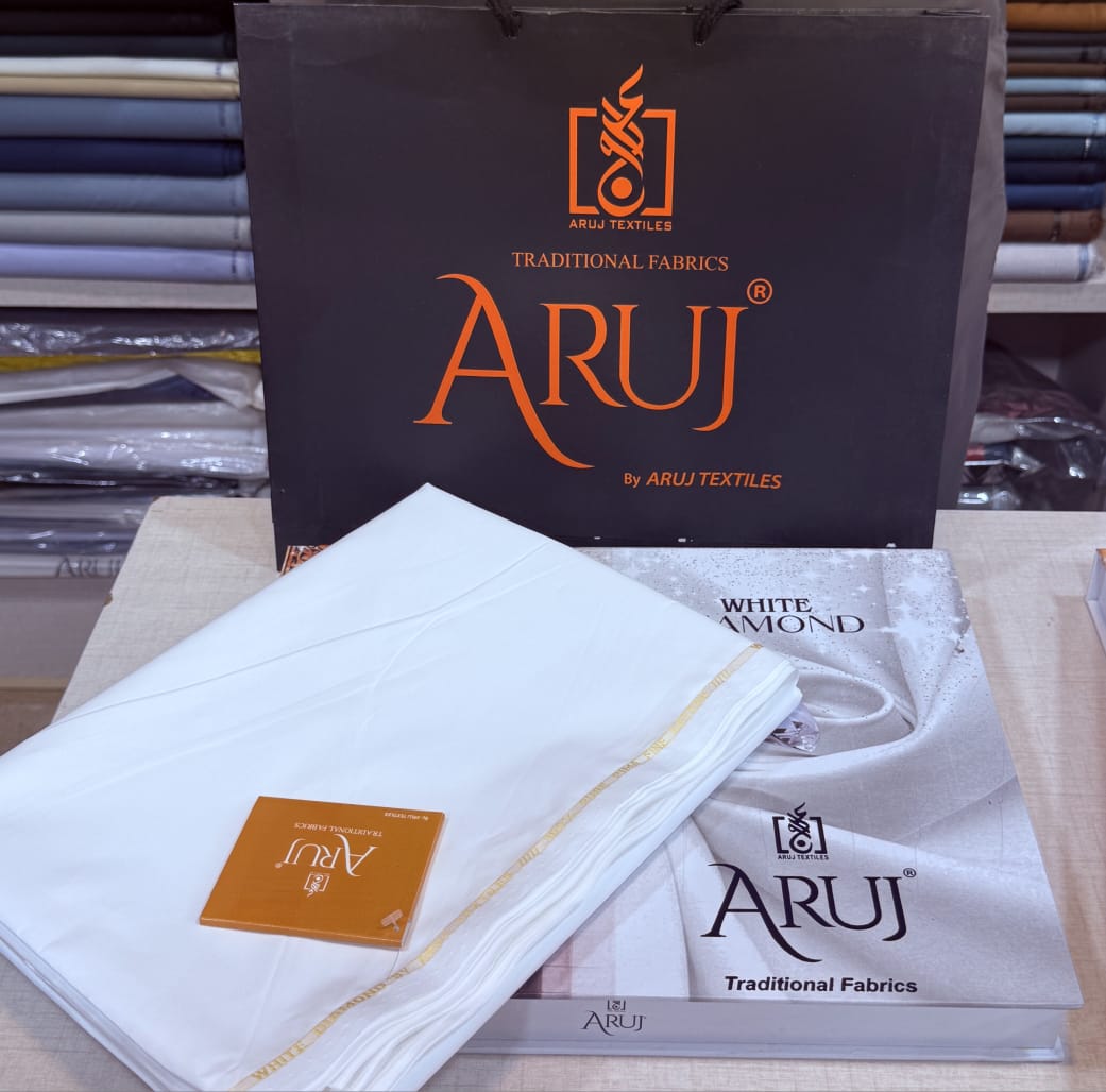 ARUJ White Diamond Premium Cotton Suit (With Box)